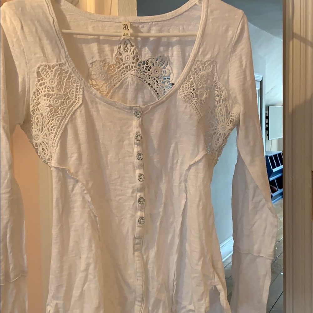 White Crochet Free People Long Sleeve